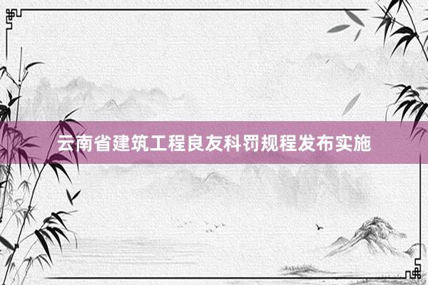 云南省建筑工程良友科罚规程发布实施